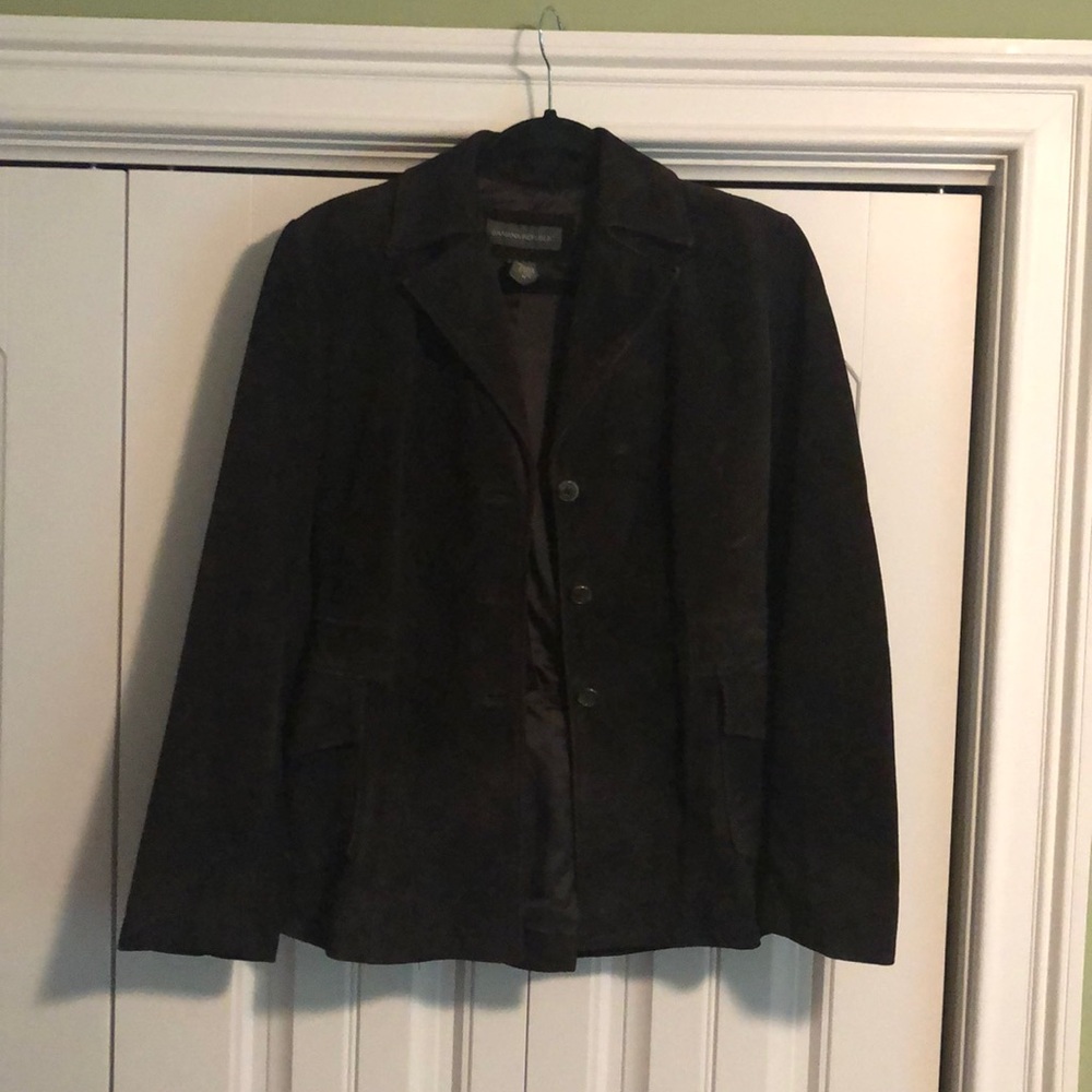Chocolate brown, suede jacket.